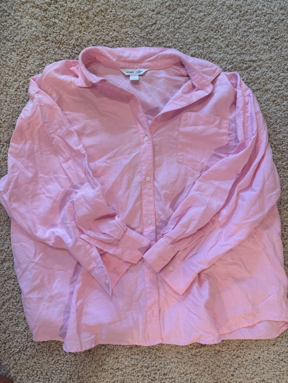 Old Navy 100% Cotton Light Pink Button-Up Shirt